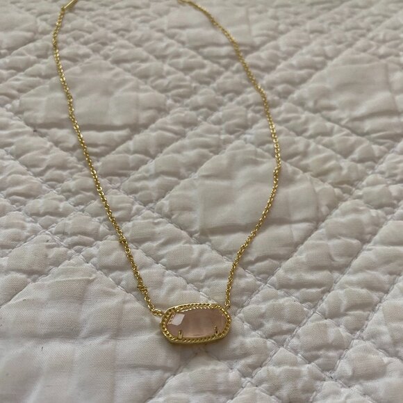Elisa Gold Pendant Necklace in Rose Quartz - Picture 5 of 5